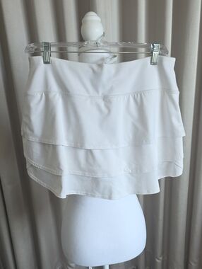 Athleta White Tiered Mini Skirt with Soft Ruffles